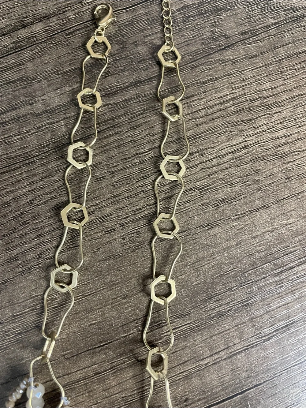 Multi-Strand Gold and Cream Beaded Necklace